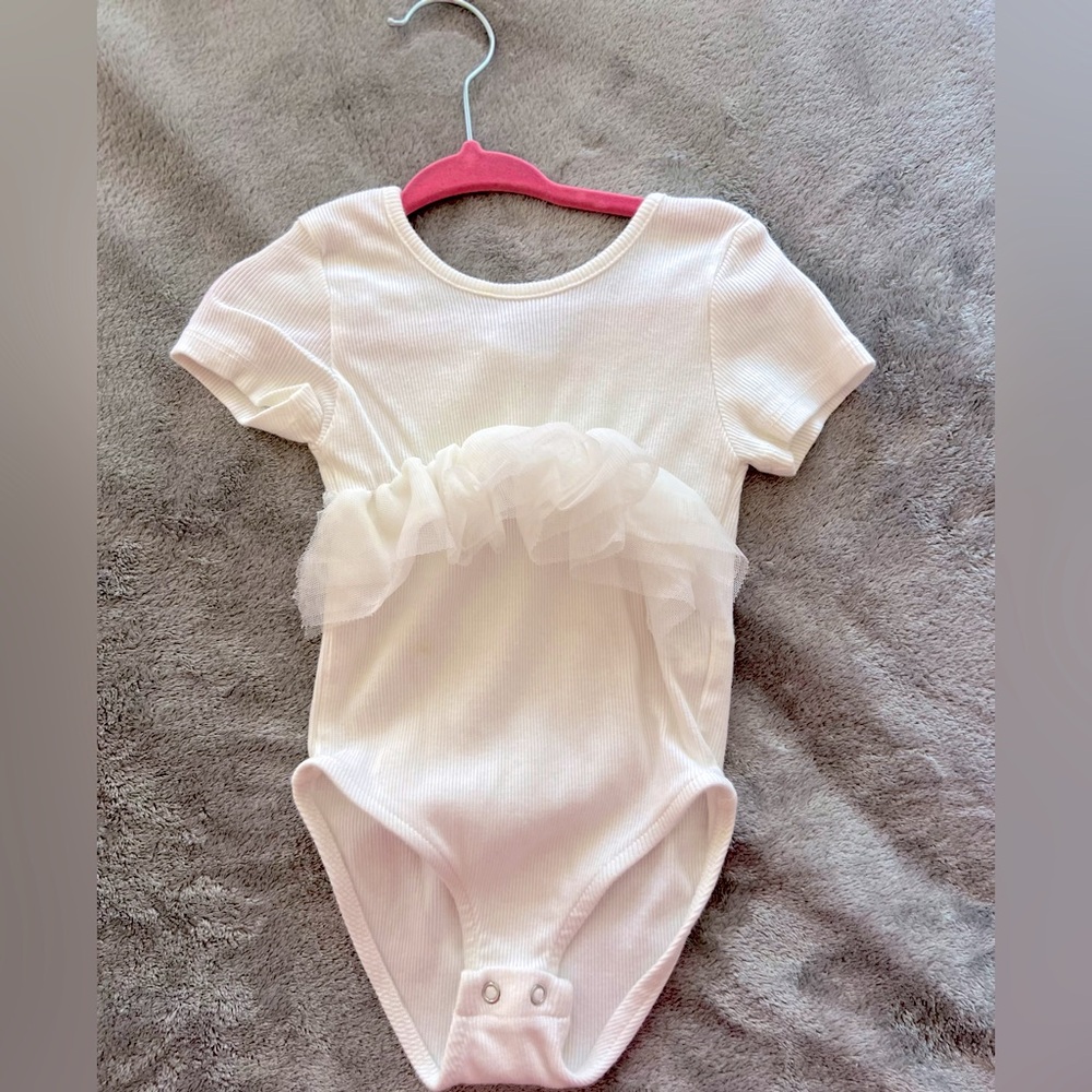 Zara White Ruffled Kids One Piece. Size 2-3 years